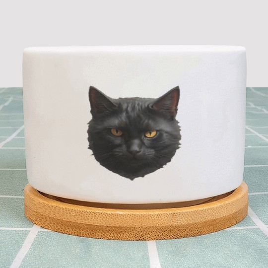 black cat face Plant Pots