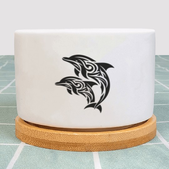 Bottlenose Dolphin T Tattoo Jumping Dolphins Plant Pots