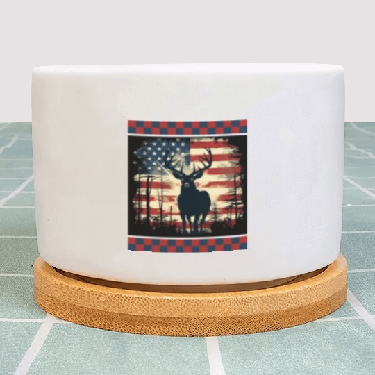 Ripped American Flag Woodland Camo Underlayer Plant Pots