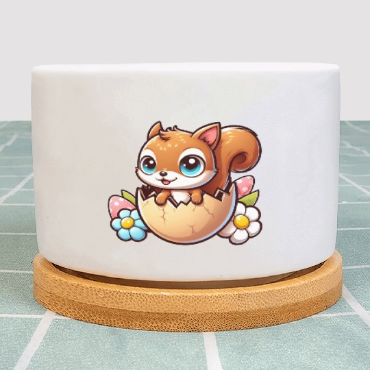 Cute Squirrel with Easter Egg Comic Design Plant Pots