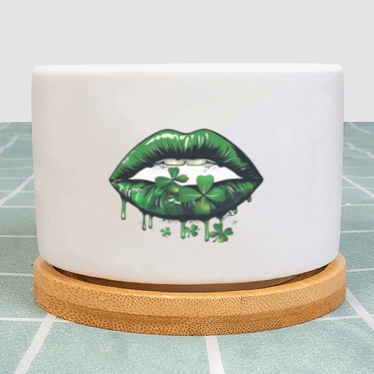St Patrick Irish Green Lips Plant Pots