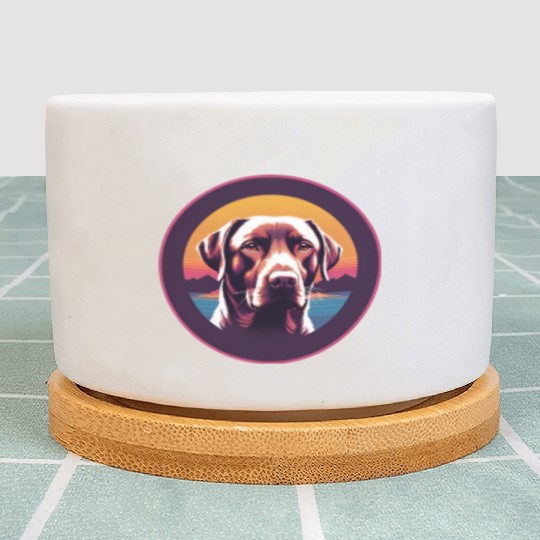 Synthwave Labrador Retriever Plant Pots