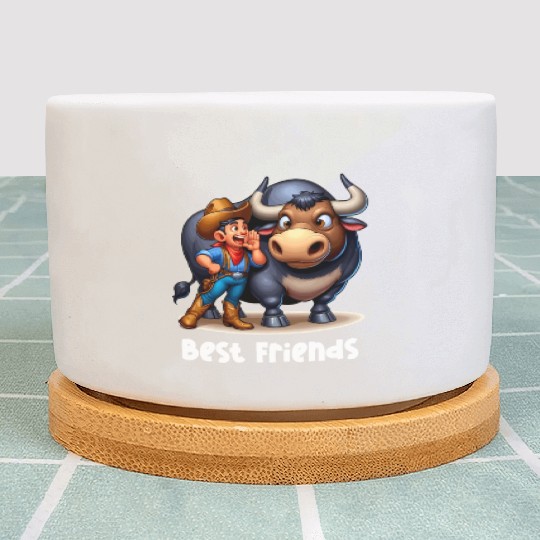 Rodeo Bull Riding Livestock Show Farmer Cattle Plant Pots