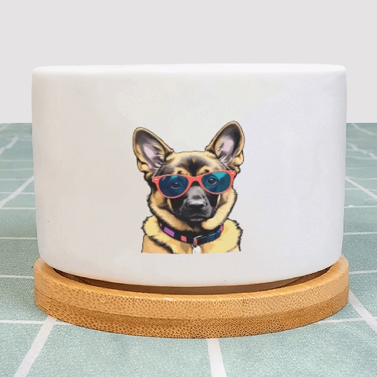 Cute German Shepherd Pop Art Plant Pots