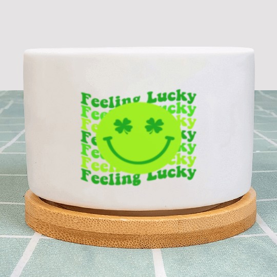 Irish Clover Feeling Lucky Smiling Face Plant Pots