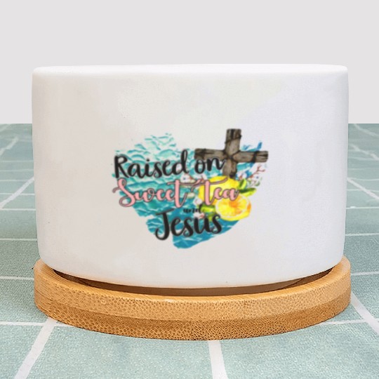 raised on sweet tea and jesus Plant Pots