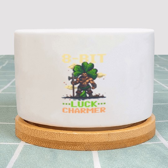 St. Patricks Day Gaming 8-Bit Luck Charmer Plant Pots