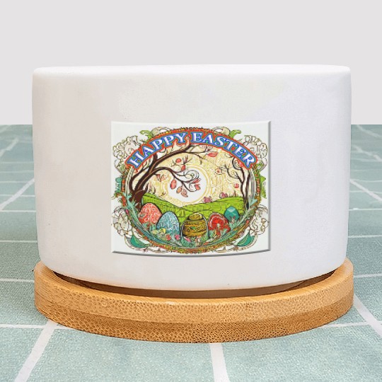 Happy Easter Holiday Celebration Plant Pots