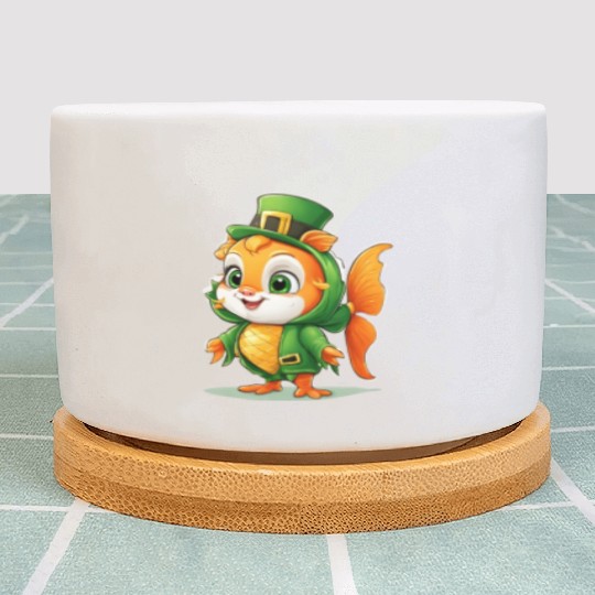 Lucky Fin: St. Patrick's Cute Fish Design Vibrant Plant Pots