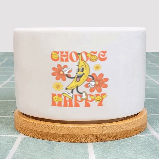 Choose Happy Retro Banana Mascot Plant Pots