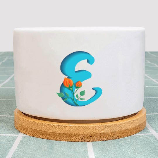 Three dimensional capital letter E rose monogram Plant Pots