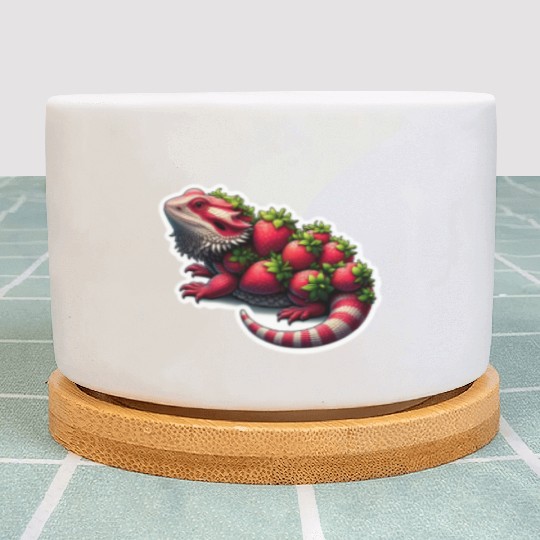 Strawberry bearded dragon pattern Plant Pots