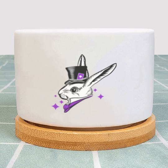 white rabbit head with top hat Plant Pots