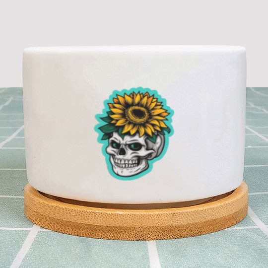 skull sunflower Plant Pots