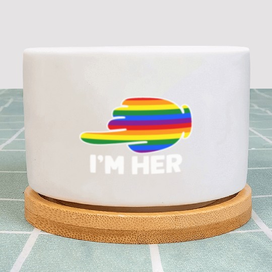 I'm Hers Rainbow Lesbian Couple Funny LGBT Pride Plant Pots