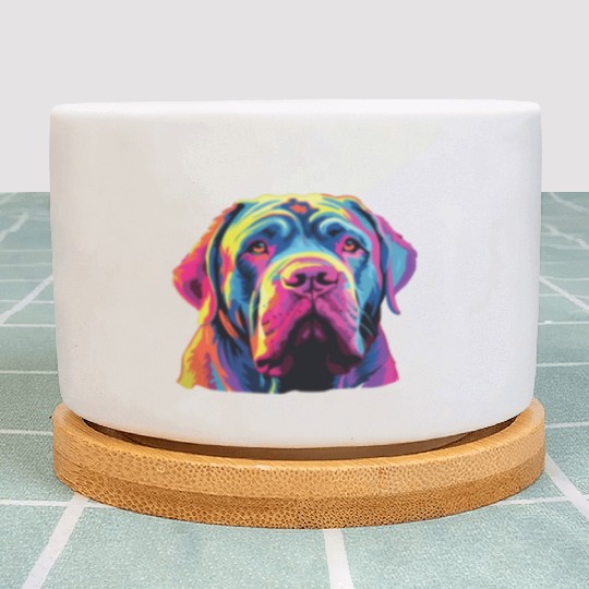 Watercolor Colorful Neapolitan Mastiff Plant Pots
