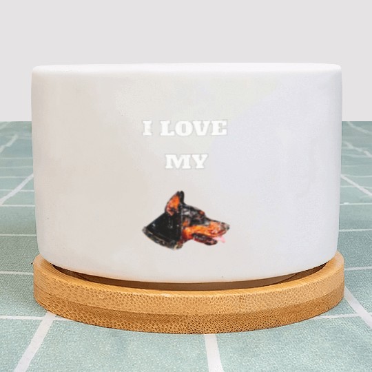 I Love My Geometric Doberman Design Plant Pots