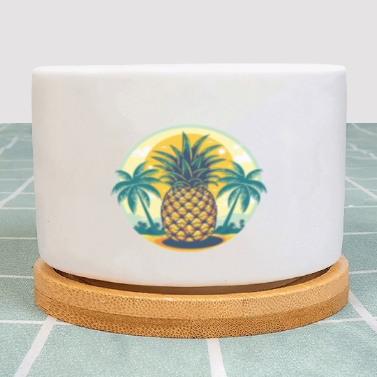 Classic Pineapple and Palm Trees Plant Pots