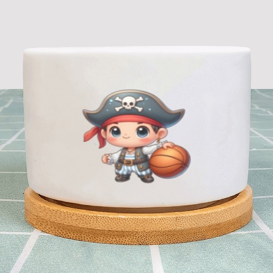 cute baby pirate playing basketball Plant Pots