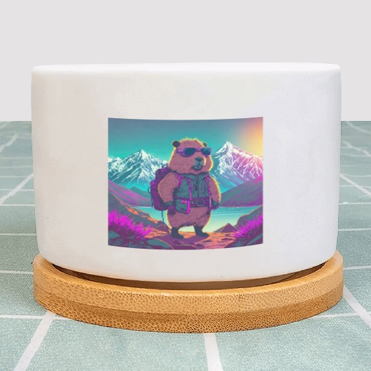 Capybara hiking thru the Mountains Plant Pots