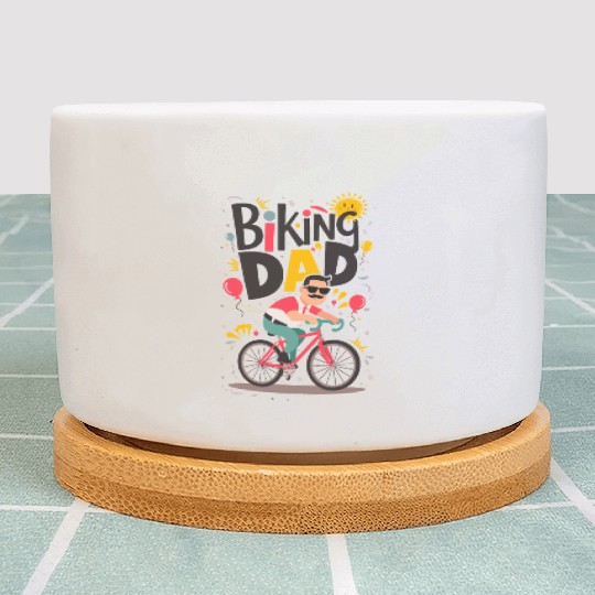 Biking DAD on bicycle - Father's Day Plant Pots