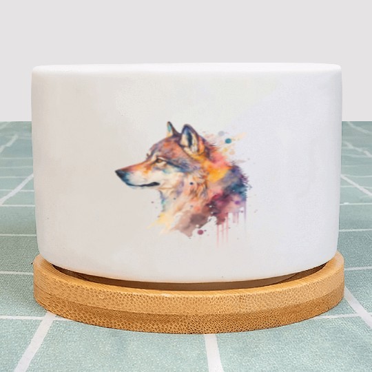 Wolf Print, Cosmic Wolves, Animal Print, Cosmos Plant Pots
