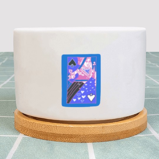 Blue Queen Of Spades Playing Card Plant Pots