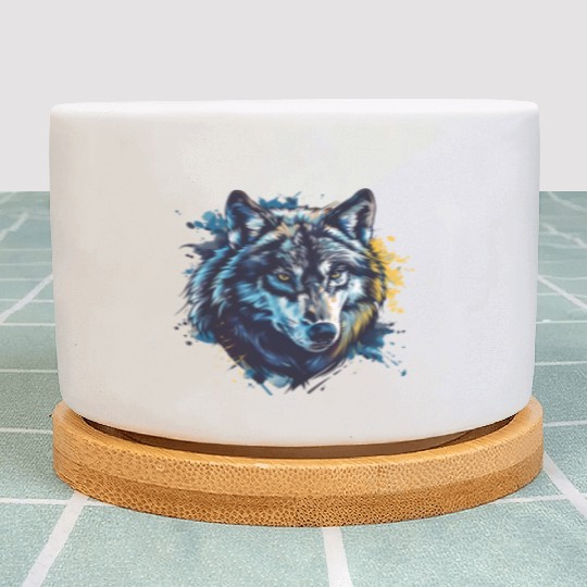 Alpha Wolf Paint Splash Plant Pots