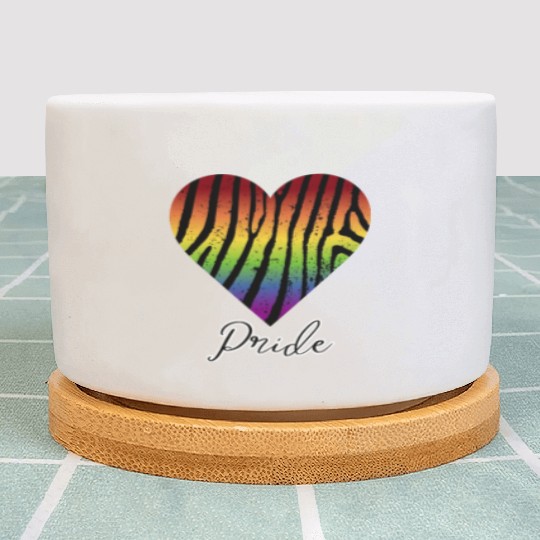LGBTQ+Pride Rainbow heart-pattern tiger leather Plant Pots