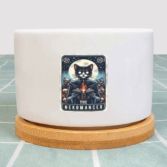 The Nekomancer Funny Tarot Necromancer Cat Pun Plant Pots