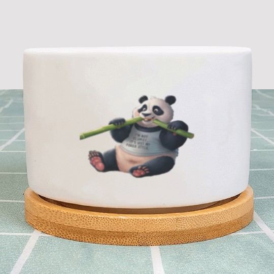 Panda Paradise: Serene Panda Enjoying a Bamboo Fea Plant Pots