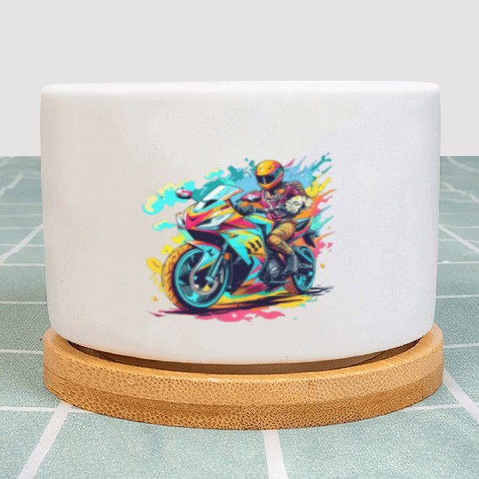 Legend cross motocycle Biker Road Trip Plant Pots