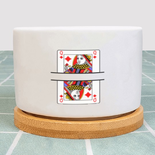 Playing card queen of diamonds with banner space Plant Pots