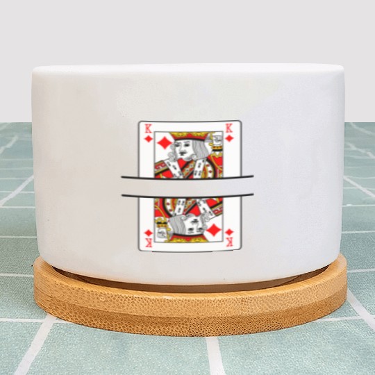 Playing card king of diamonds with banner space Plant Pots