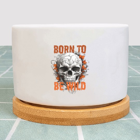 skull born to be wild Plant Pots