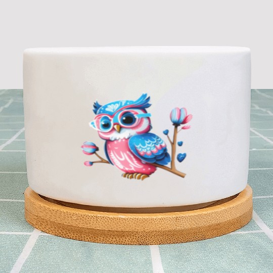 Red White and Blue Owl Plant Pots