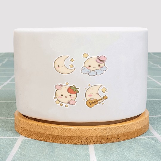 Cute Kawaii moons Plant Pots