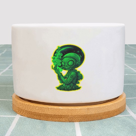 Alien smoking weed Plant Pots