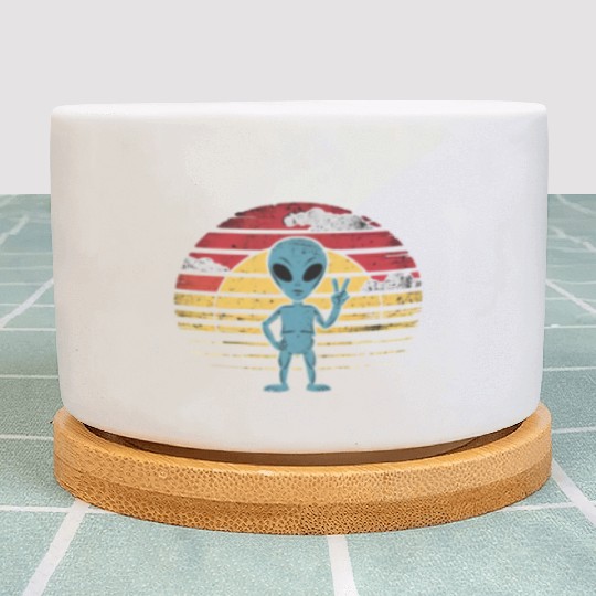 Peaceful Alien Sunset Retro Vibe Plant Pots