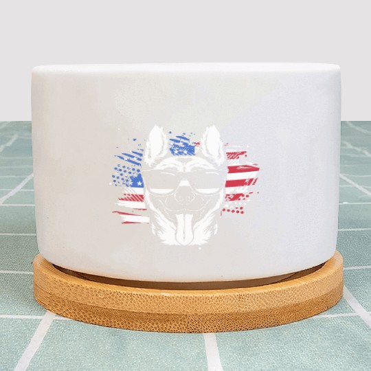 US Flag Belgian Malinois Wearing Sunglasses Plant Pots