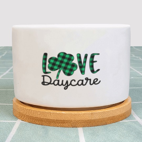St Patricks Day Daycare Teacher Plaid Shamrock Plant Pots