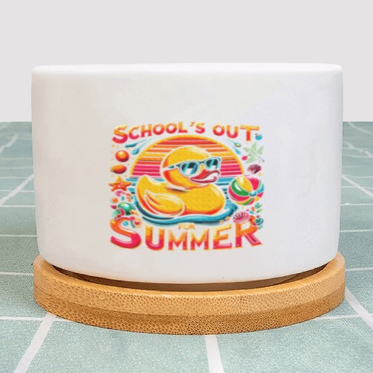 Schools Out For Summer Teacher Yellow Duck Plant Pots