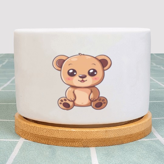 Adorable Brown Bear Cub With Big Eyes Plant Pots