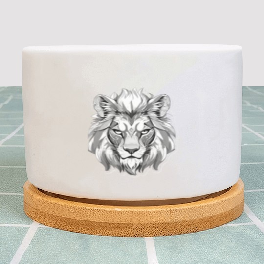 White Angry Lion Plant Pots