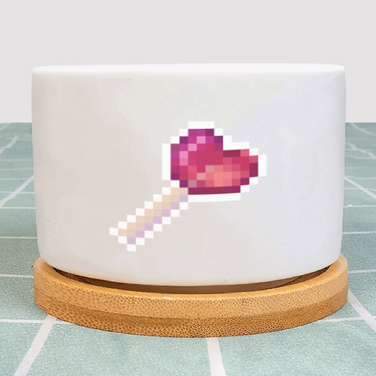 Pixel Art Sprite Cute Heart Lollipop Plant Pots