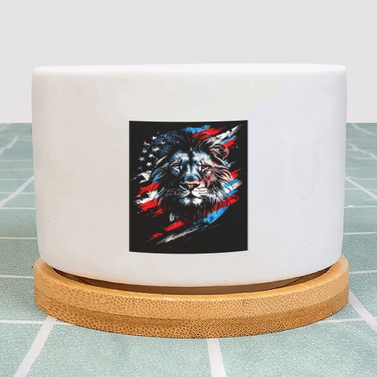 Lion American Flag Plant Pots