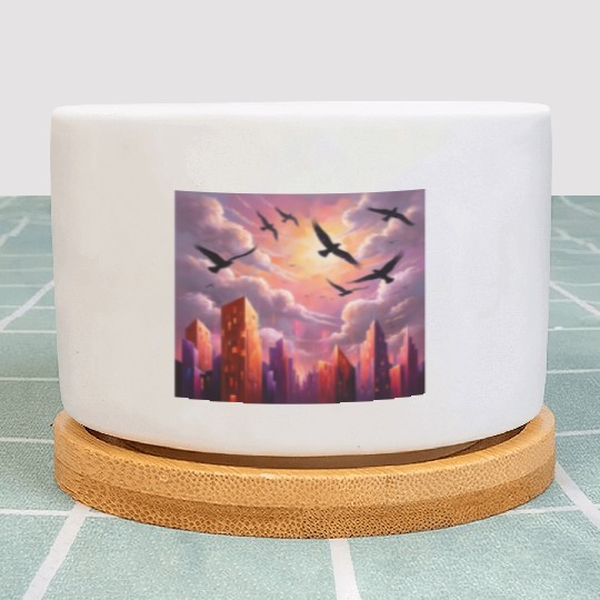 Geometric Twilight City Plant Pots