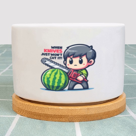 Cutting Watermelon - Melon Chainsaw Plant Pots
