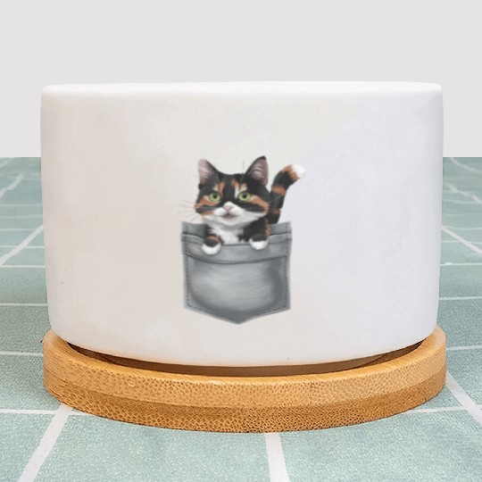 Japanese Bobtail Cat In Pocket Plant Pots