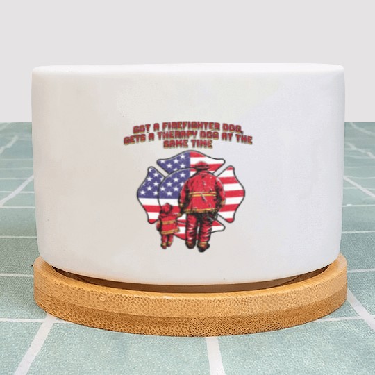 Gets a Firefighter Dog Therapy Dog Fire Department Plant Pots